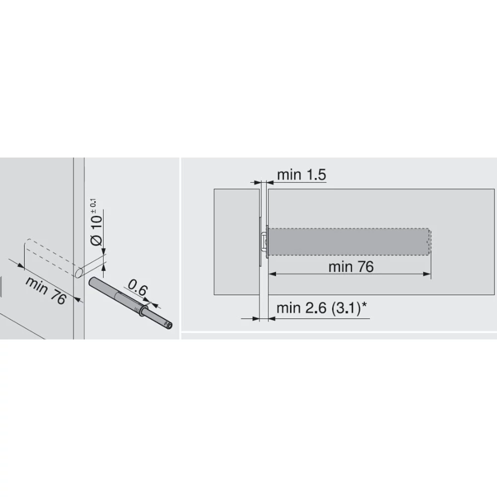 Kép 2/2 - BLUM 956A1004 TipOn pánthoz kilökő 76mm SW fehér