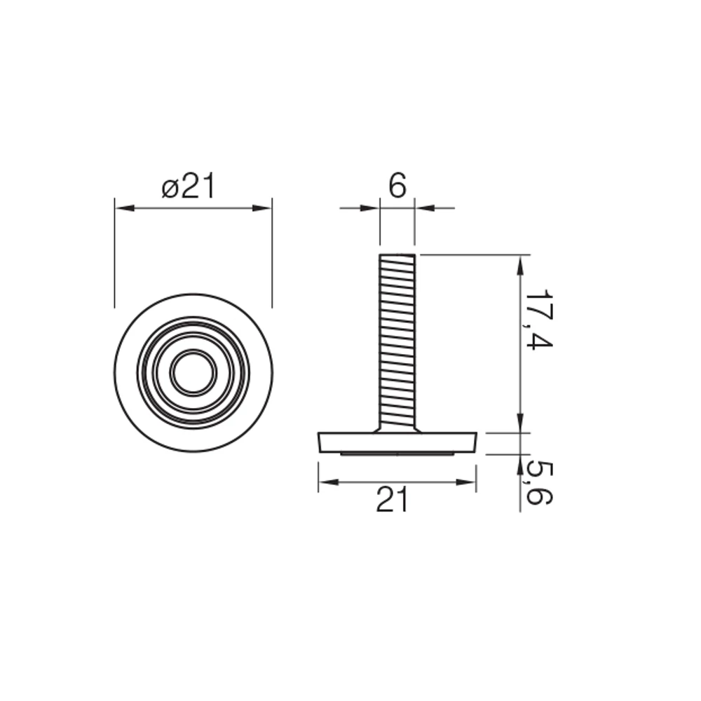 Kép 2/2 - M6 Állítható láb 21mm széles 387398