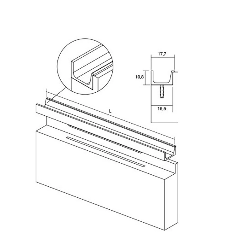 Kép 2/3 - Fogantyú  Viefe JEY2élbe ültethető,  897mm, alumínium, csiszolt pezsgő