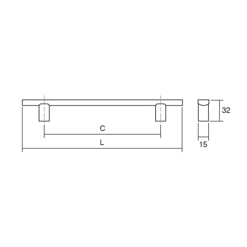 Kép 2/3 - Fogantyú  Viefe ARAW  160mm, fém-fa, dió + szálcsiszolt
