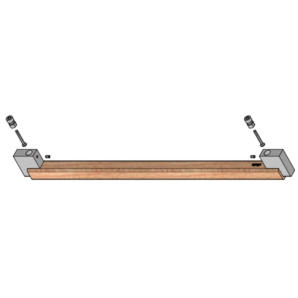 Kép 4/10 - Fogantyú  Viefe DUO BIG frontról szerelhető  480/960mm, fém-fa, csiszolt láva szürke - dió