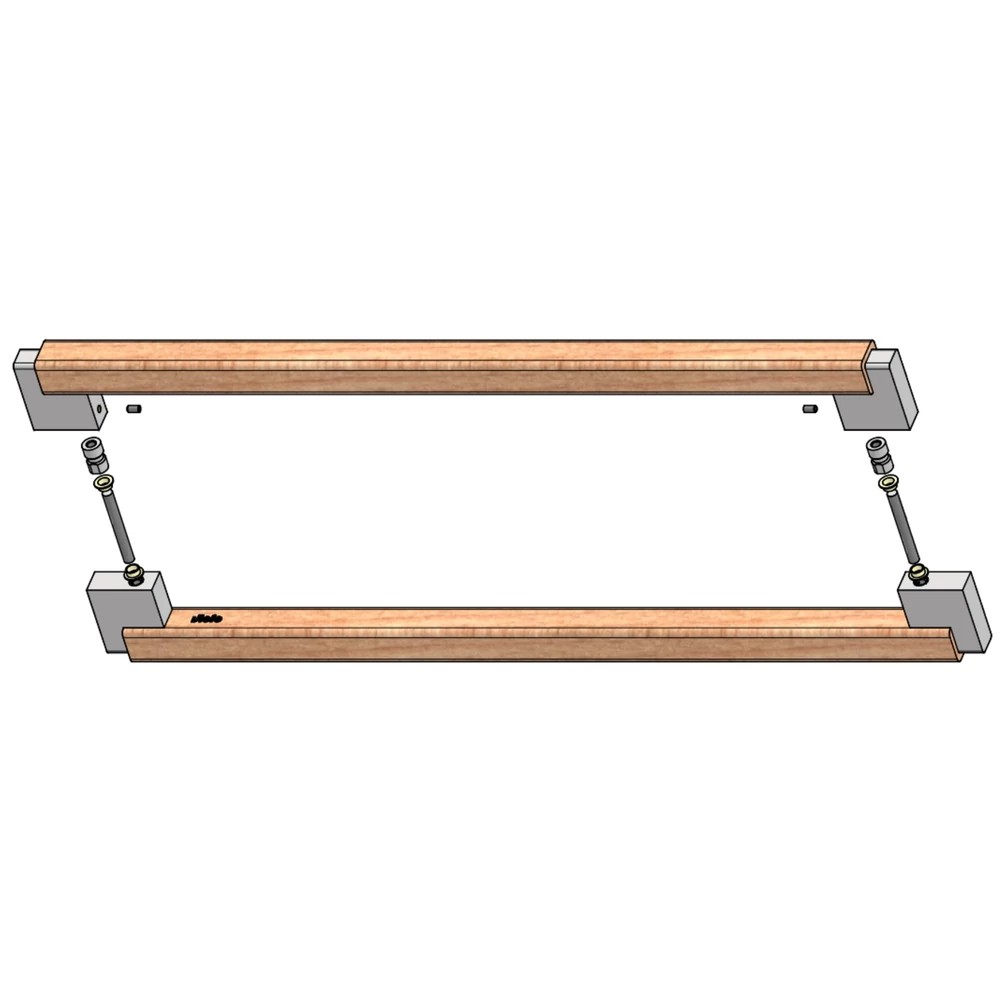 Kép 4/11 - Fogantyú  Viefe DUO BIG kétoldalról szerelhető szett  480/960mm, fém-fa, csiszolt láva szürke - dió