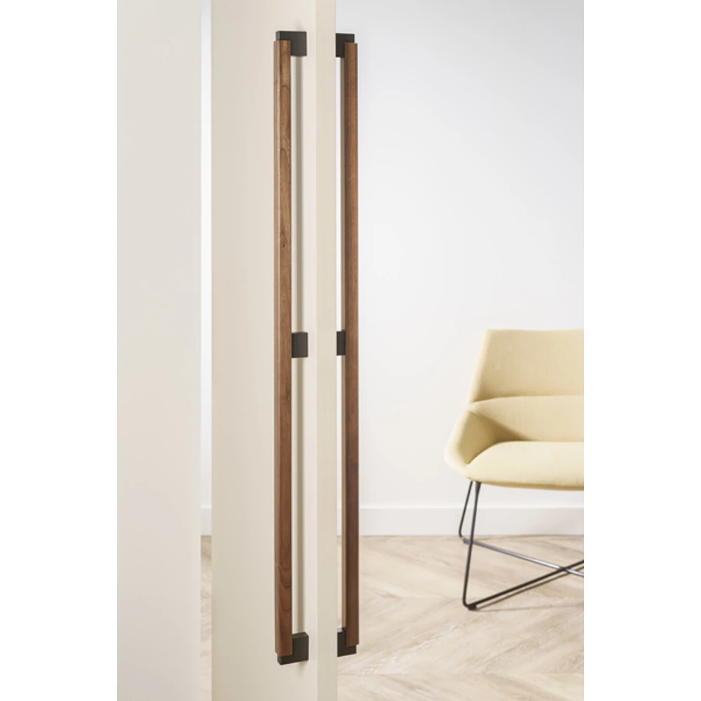 Kép 11/11 - Fogantyú  Viefe DUO BIG kétoldalról szerelhető szett  480/960mm, fém-fa, csiszolt láva szürke - dió