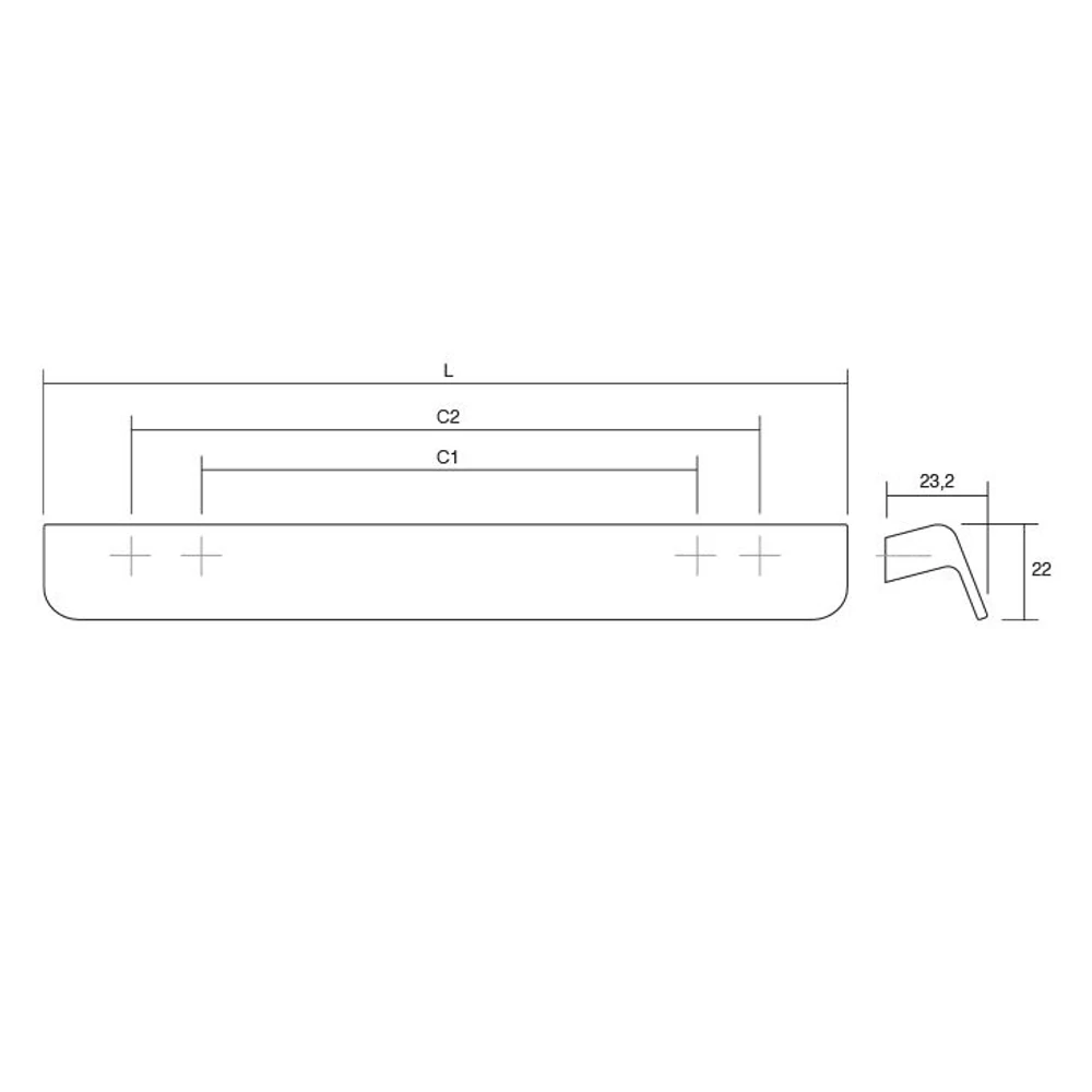 Kép 3/3 - Fogantyú  Viefe FLAPP   32mm, alumínium, csiszolt fekete