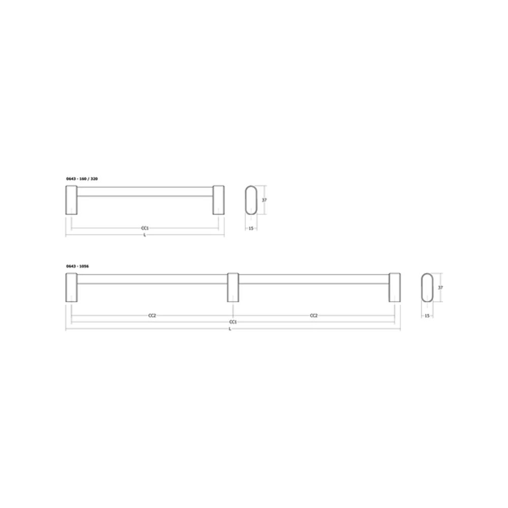Kép 2/4 - Fogantyú  Viefe LINKK  160mm, alumínium, csiszolt fekete
