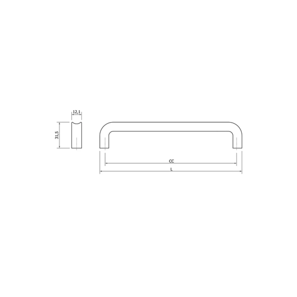 Kép 2/5 - Fogantyú  Viefe LIPP  192mm, fém, csiszolt sárgaréz