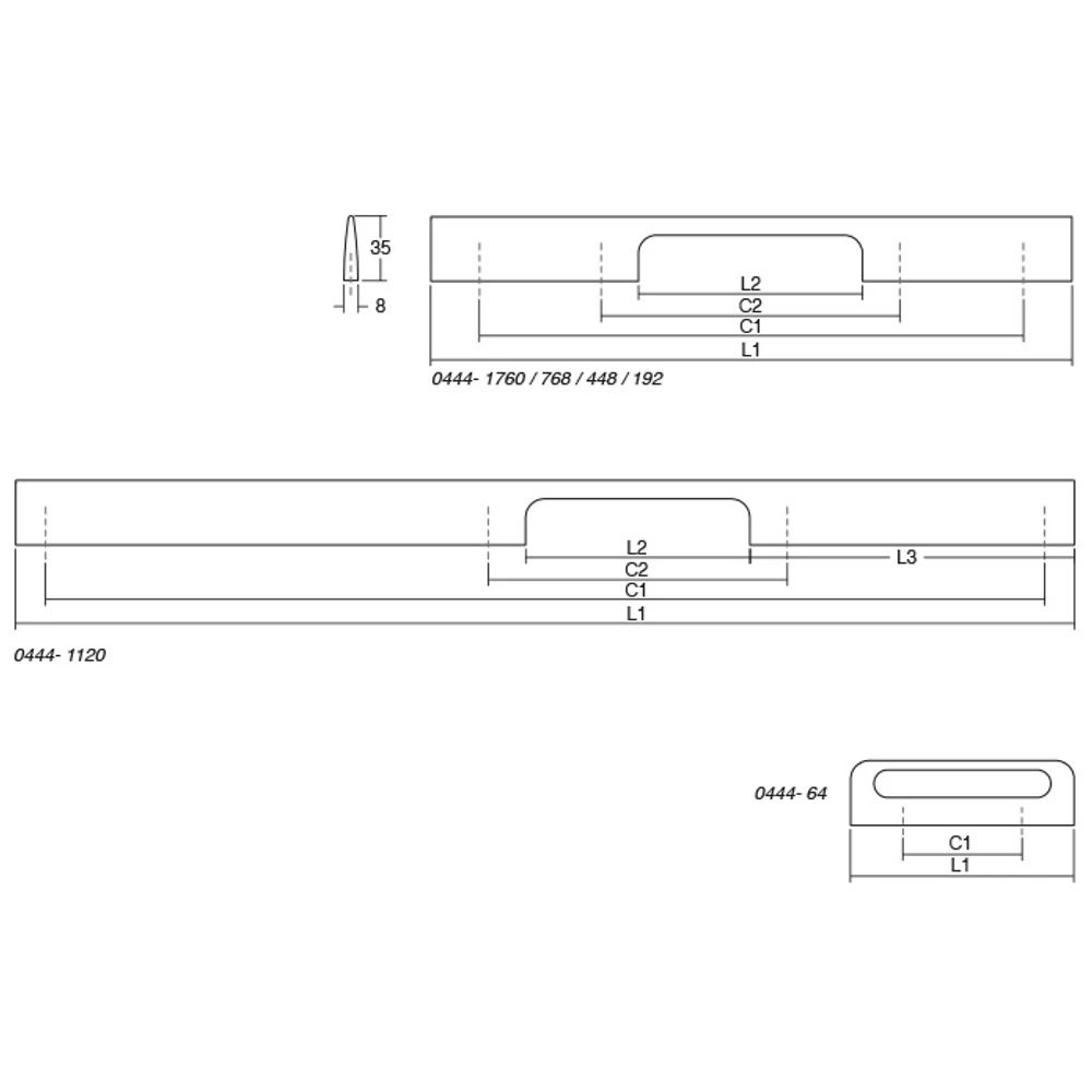 Kép 2/6 - Fogantyú  Viefe Peak  768mm, fém, csiszolt fekete