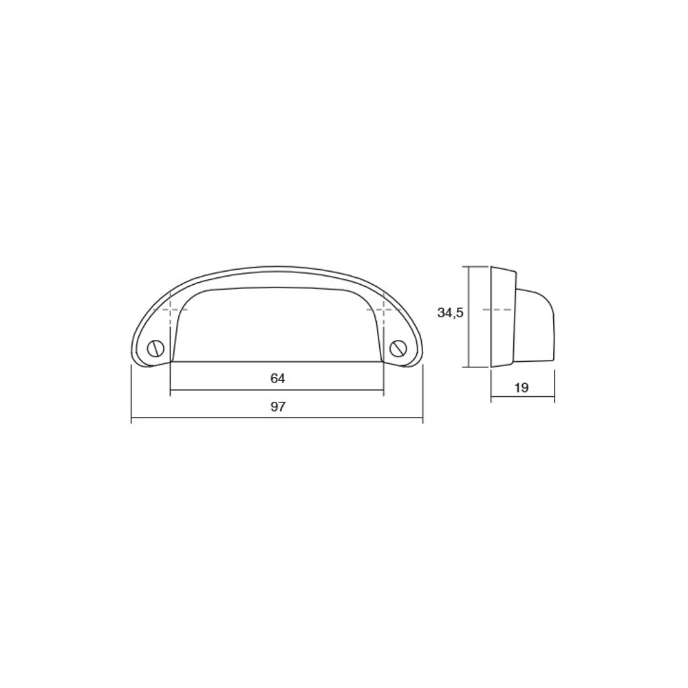 Kép 2/4 - Fogantyú  Viefe PETRA   64mm, fém, antik ezüst