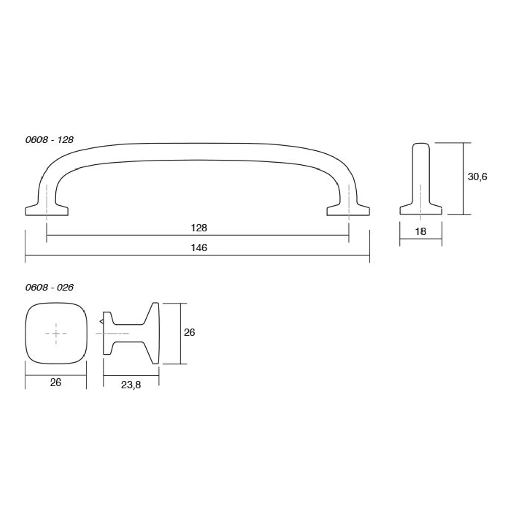 Kép 4/4 - Fogantyú  Viefe QUART MINI  128mm, fém, csiszolt sárgaréz