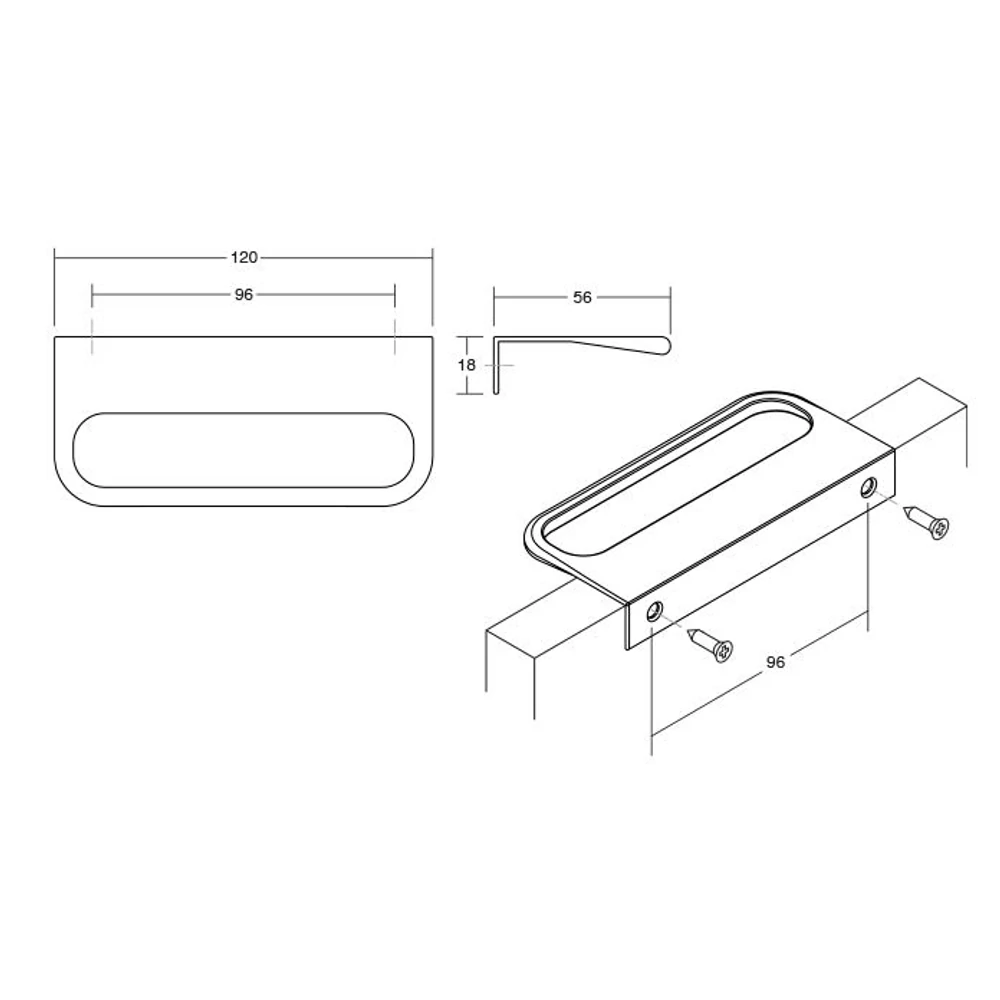 Kép 7/7 - Fogantyú  Viefe RIM   96mm, fém, csiszolt nikkel
