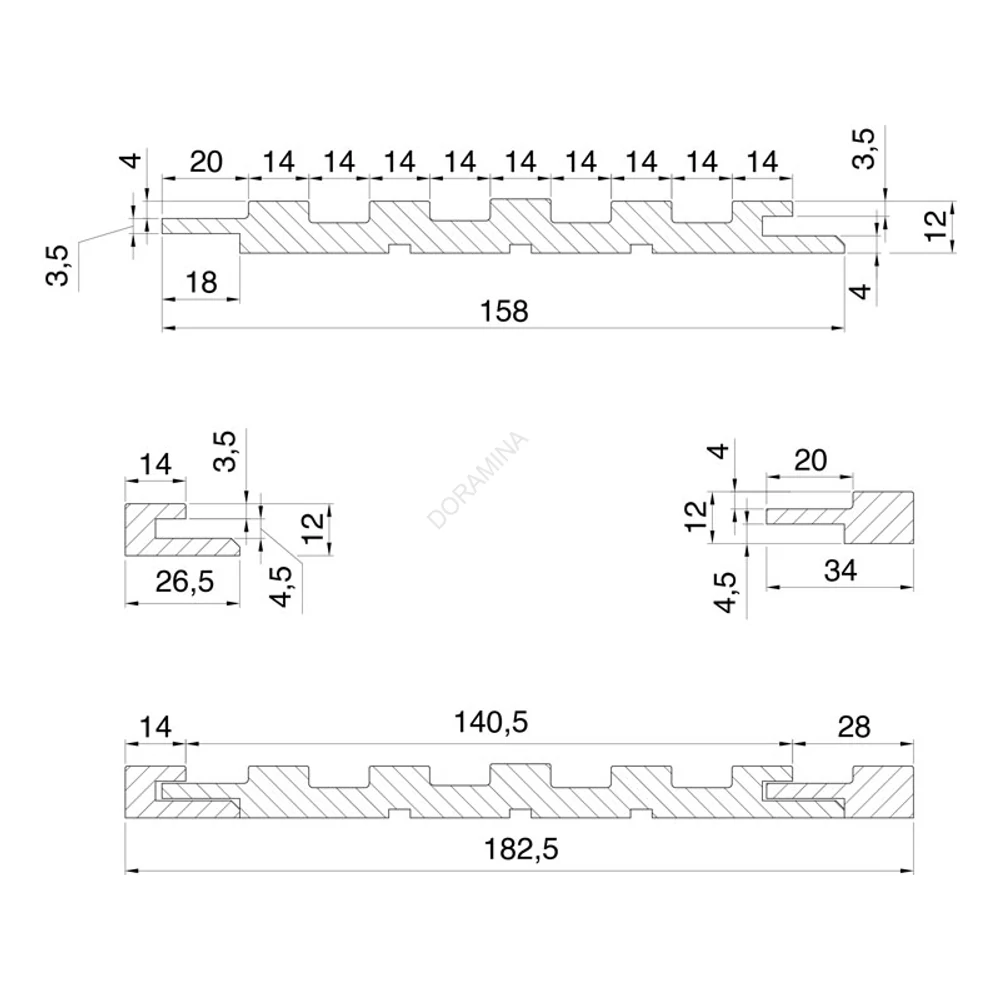 Kép 2/2 - FALI PANEL VIVACE ANTRACIT (UNI TM0115) KEZDŐ PROFIL 2750x26x12MM