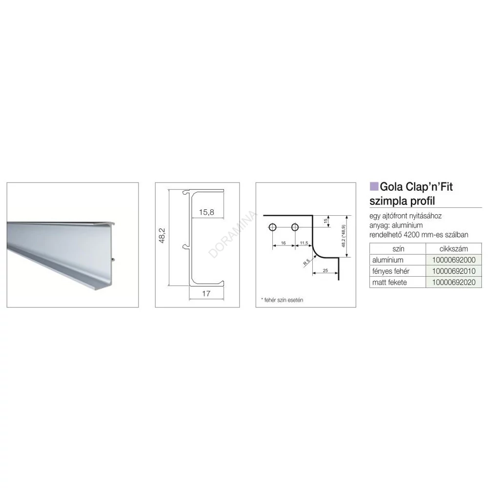 Kép 2/3 - GOLA PROFILRENDSZER 80/G38.AL09 PROFIL 4200x48,2x17mm FEKETE