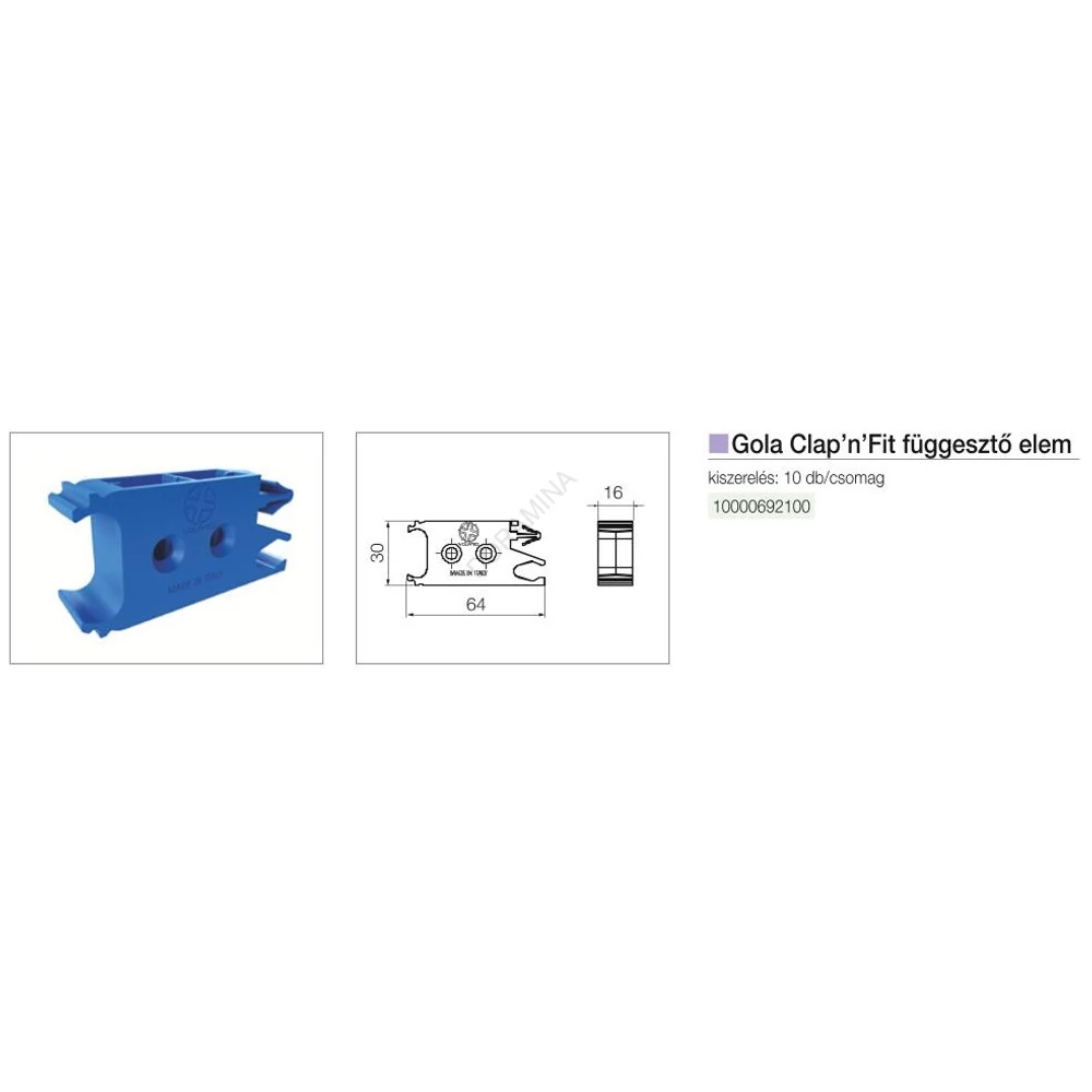 Kép 2/3 - GOLA PROFILRENDSZER 81/G38.A13 RÖGZÍTŐ ELEM 10db/csomag KÉK