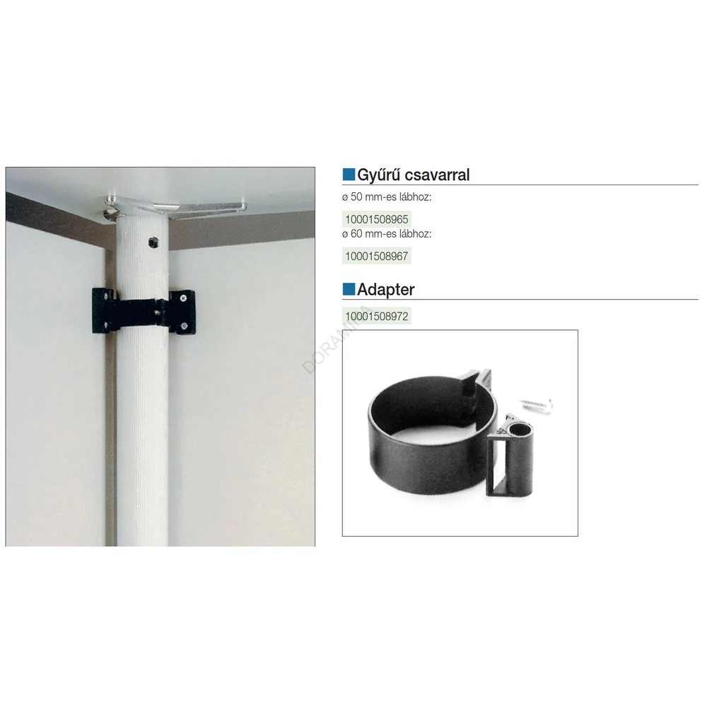 Kép 2/2 - ASZTALLÁB KIEGÉSZÍTŐ 660.M0F0.00.50 GYŰRŰ CSAVARRAL 50 mm FEKETE
