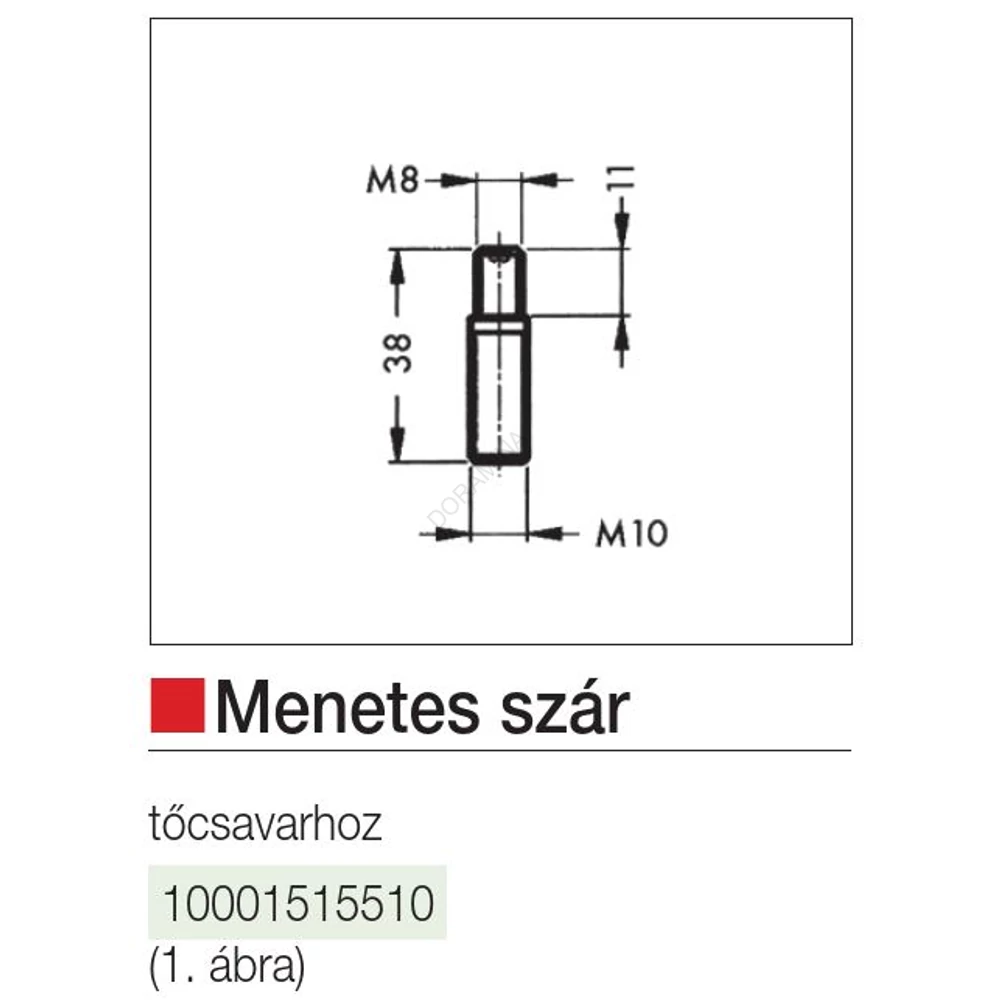 Kép 2/2 - TÁVTARTÓS POLCRENDSZER 811 38 Z1 M8 10 MENETES SZÁR M8/M10X38mm ACÉL