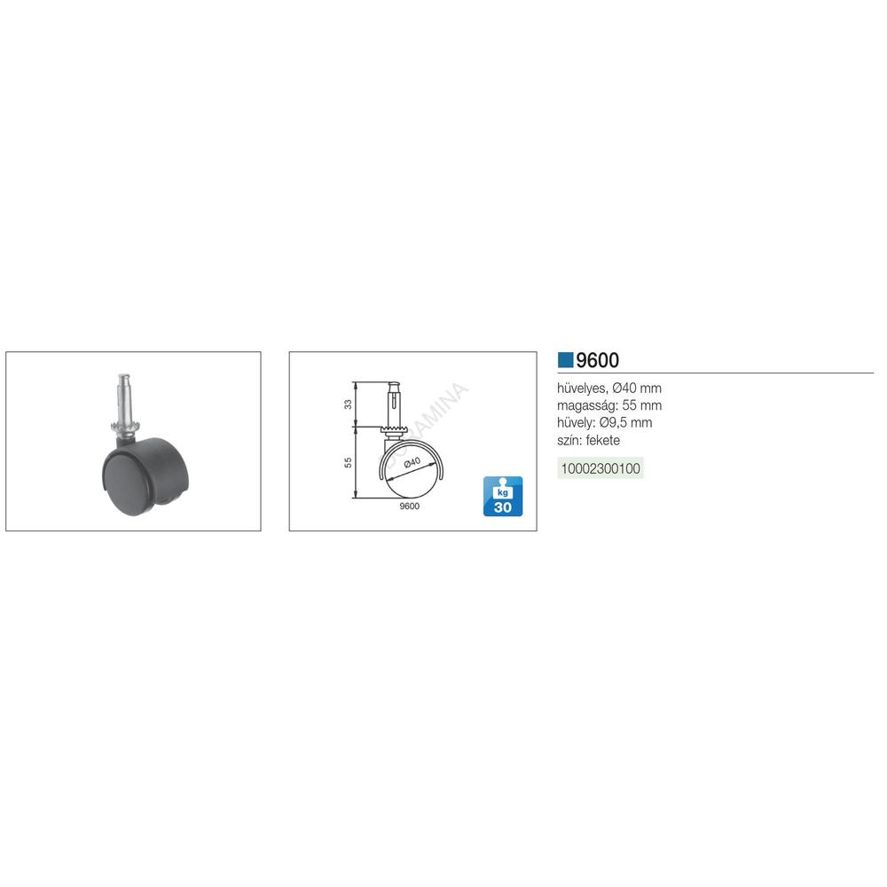 Kép 2/2 - BELTÉRI BÚTORGÖRGŐ 9600 HÜVELYES 40mm  30kg FEKETE
