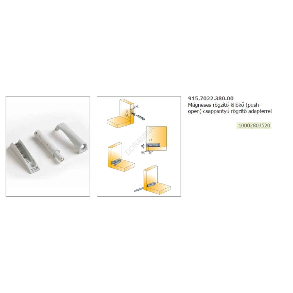 Kép 2/3 - BÚTORPÁNT TITUS 915.7022.380.00 PUSH OPEN CSAPPANTYÚ ADAPTERREL 