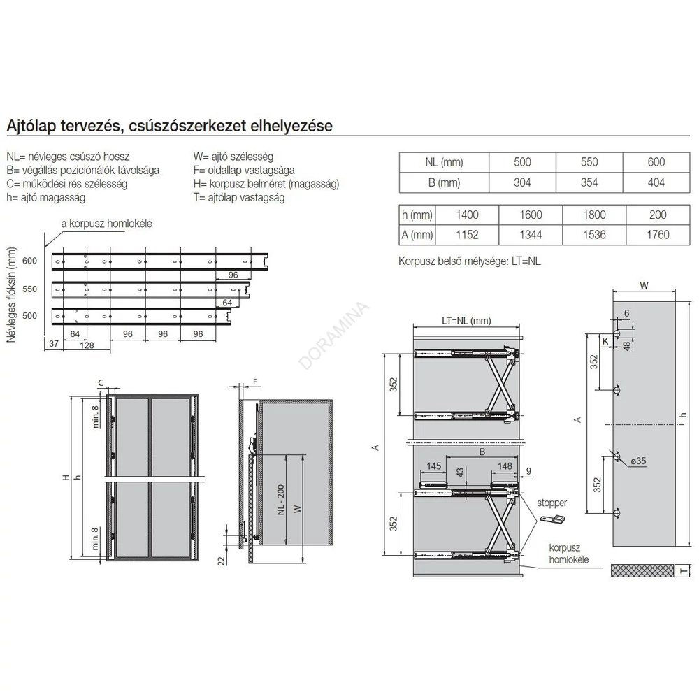 Kép 3/5 - BÚTORPÁNT FDS POCKET DOOR VASALAT 500MM R015002H SZÜRKE