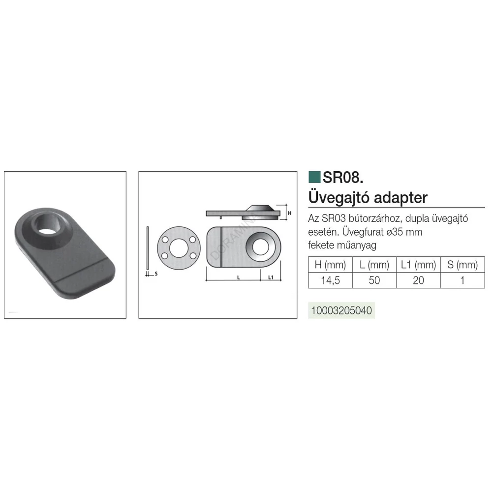 Kép 2/3 - SR BÚTORZÁR SR08 ÜVEGAJTÓ ADAPTER 74mm FEKETE