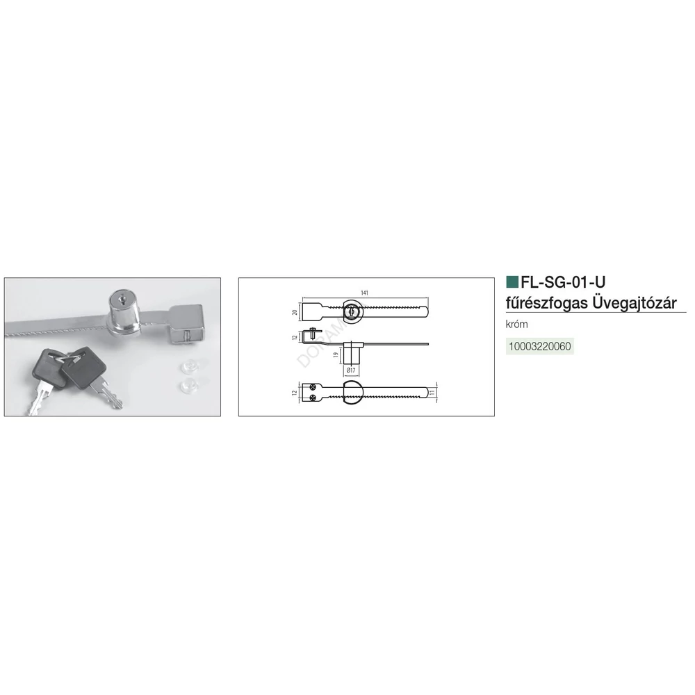 Kép 2/2 - FL BÚTORZÁR FL-SG-01-U FŰRÉSZFOGAS ÜVEGAJTÓZÁR 18*141mm NIKKEL