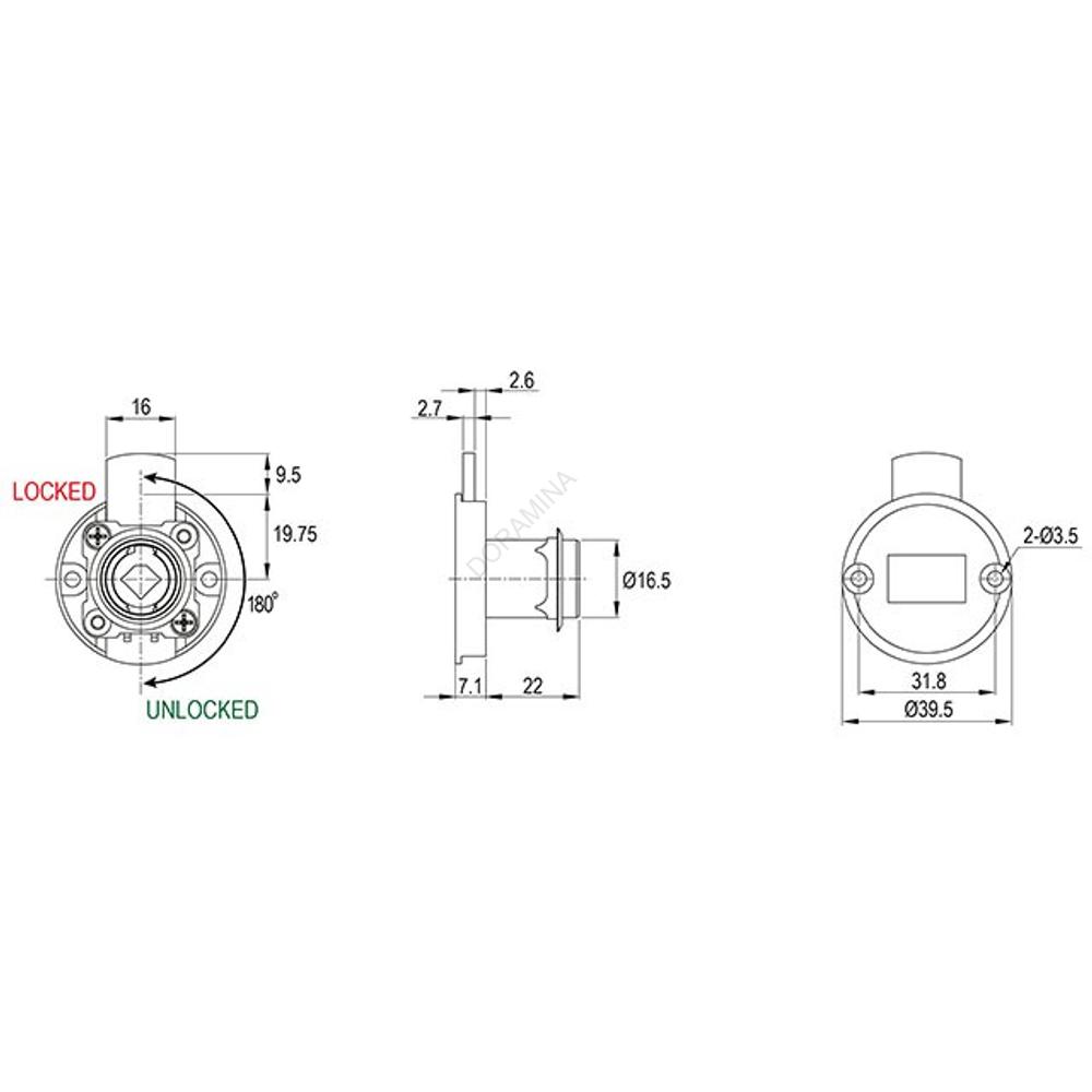 Kép 3/4 - CL BÚTORZÁR 708-CL4 FIÓKZÁR D=39,4mm NIKKEL