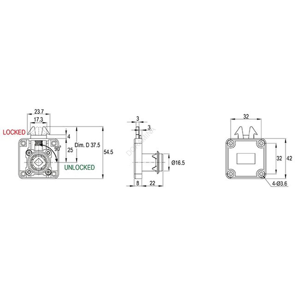 Kép 3/4 - CL BÚTORZÁR 705-CL2 REDŐNYZÁR 42x42mm NIKKEL