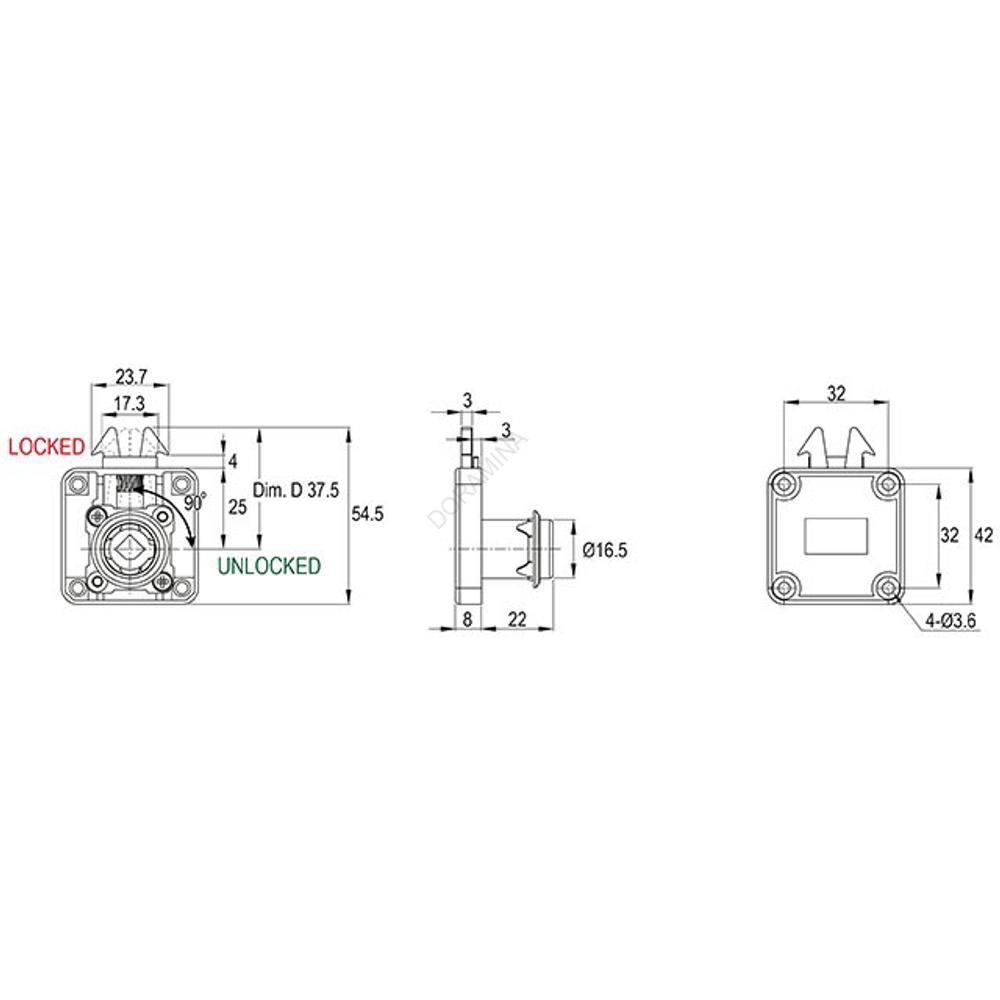 Kép 3/4 - CL BÚTORZÁR 705-CL4 REDŐNYZÁR 42x42mm NIKKEL