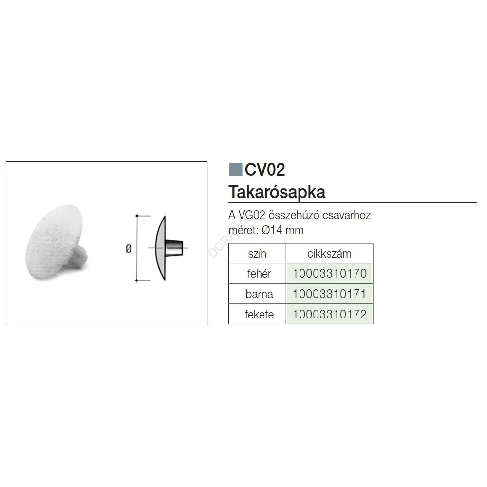 Kép 2/2 - ÖSSZEHÚZÓ CV02 TAKARÓSAPKA ÁTM:14mm BARNA