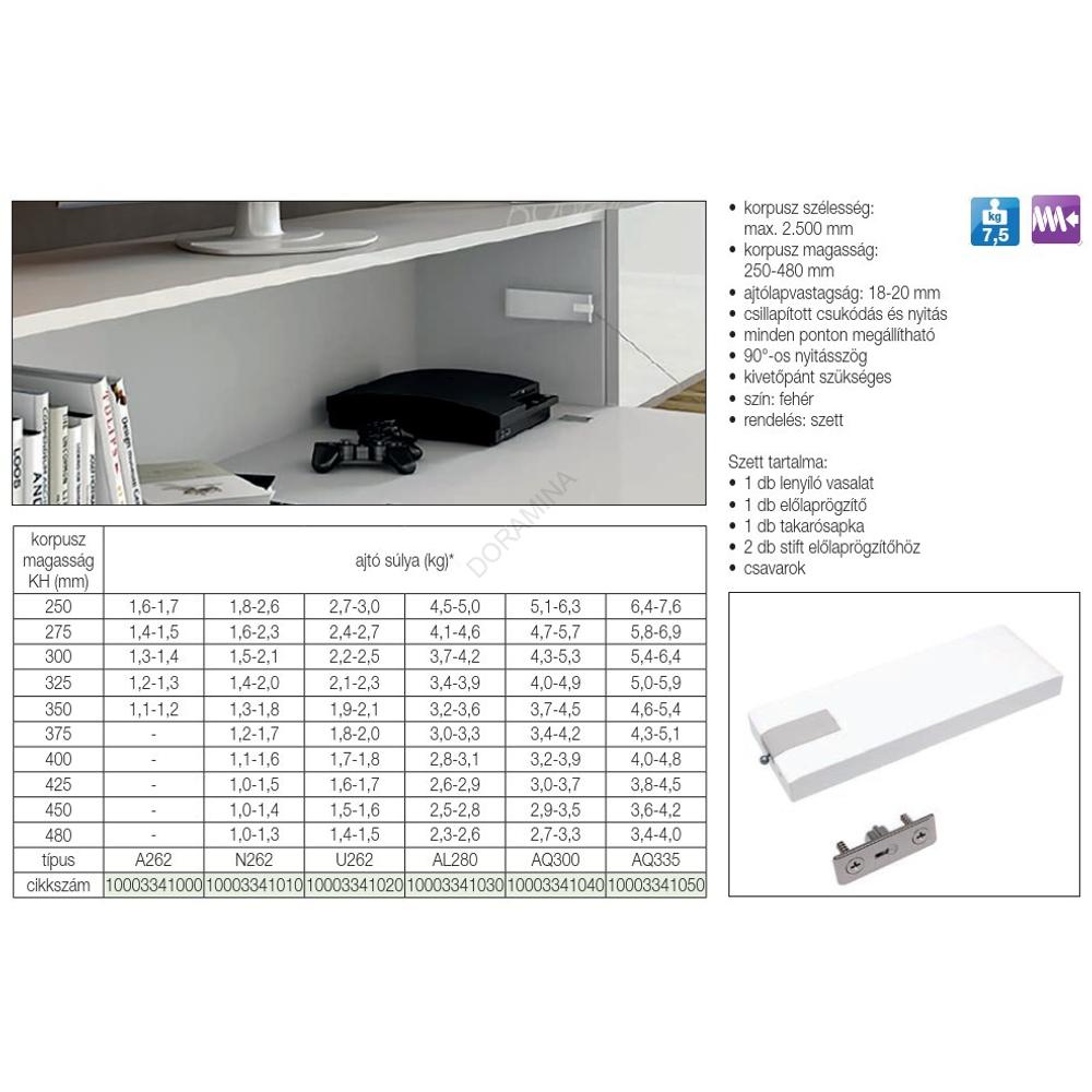 Kép 2/4 - EGYÉB LENYÍLÓ VASALAT LINK C0U262 CSILLAPÍTOTT 250-480mm; 1,4-3kg-ig FEHÉR-NIKKEL