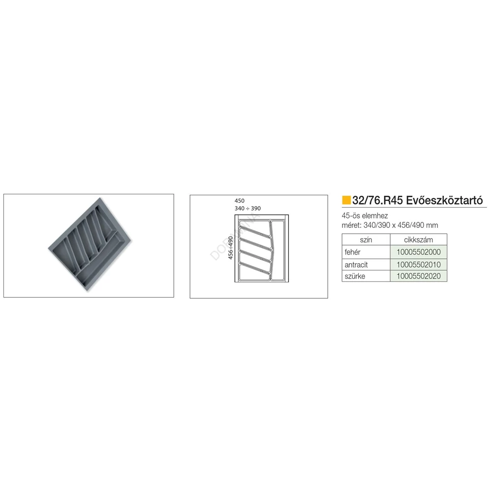 Kép 2/2 - EVŐESZKÖZTARTÓ 32/76.R45 490x390 mm FEHÉR