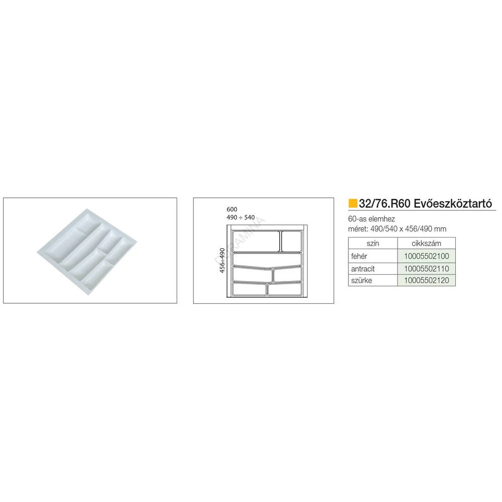 Kép 2/2 - EVŐESZKÖZTARTÓ 32/76.R60 490x540 mm FEHÉR