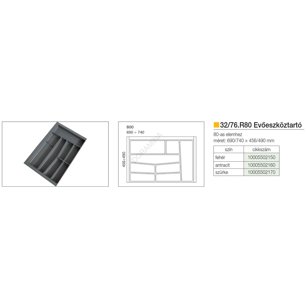 Kép 2/2 - EVŐESZKÖZTARTÓ 32/76.R80 490x740 mm ANTRACIT