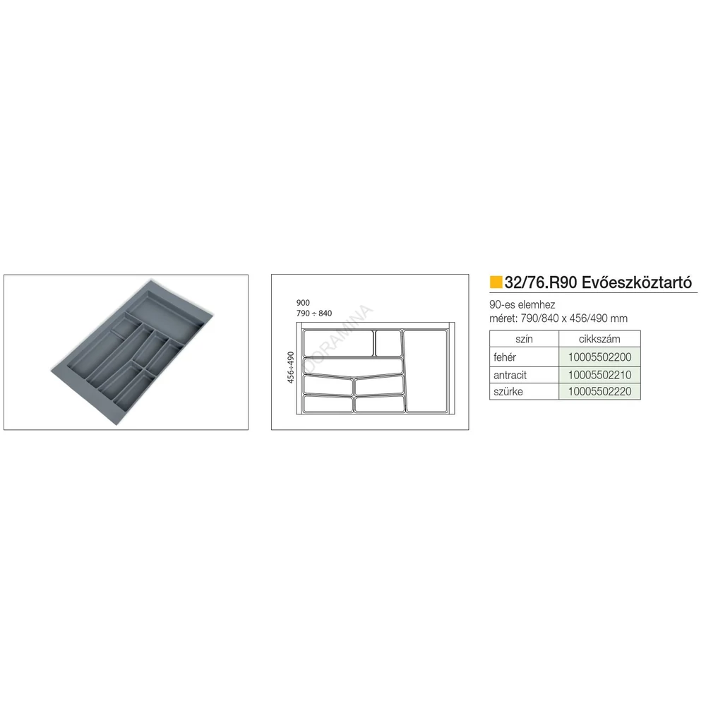 Kép 2/2 - EVŐESZKÖZTARTÓ 32/76.R90 490x840 mm SZÜRKE