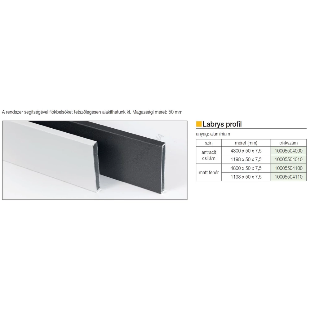 Kép 2/2 - LABRYS PROFILRENDSZER PROFIL 32/PL.0159 4800x50x7,5mm ANTRACIT CSILLÁM FESTETT