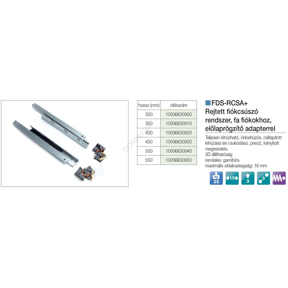 Kép 2/2 - FDS REJTETT FIÓKCSÚSZÓ FDS-RCSA+ 500mm,35kg ACÉL