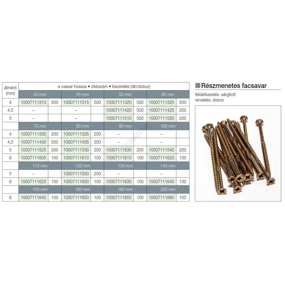 Kép 3/3 - FACSAVAR REISSER 6x200mm ACÉL, SÁRGÍTOTT, RÉSZMENETES 100db/doboz