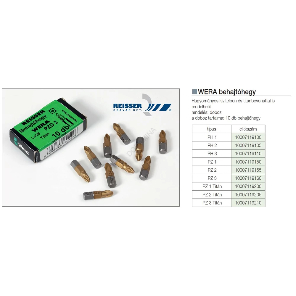 Kép 2/2 - WERA BEHAJTÓHEGY PZ2 25mm - 10db/csomag