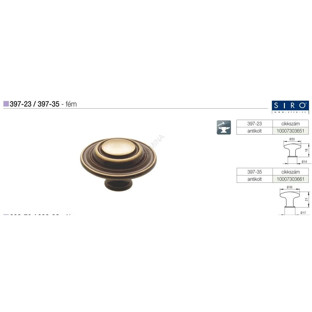 Kép 2/2 - BÚTORFOGANTYÚ 397-35 ÁTM: 34,5 mm ANTIKOLT BRONZ