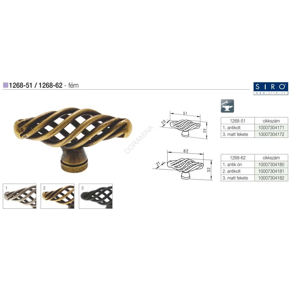 Kép 2/2 - BÚTORFOGANTYÚ 1268-62 62×21,5 ANTIKOLT EZÜST