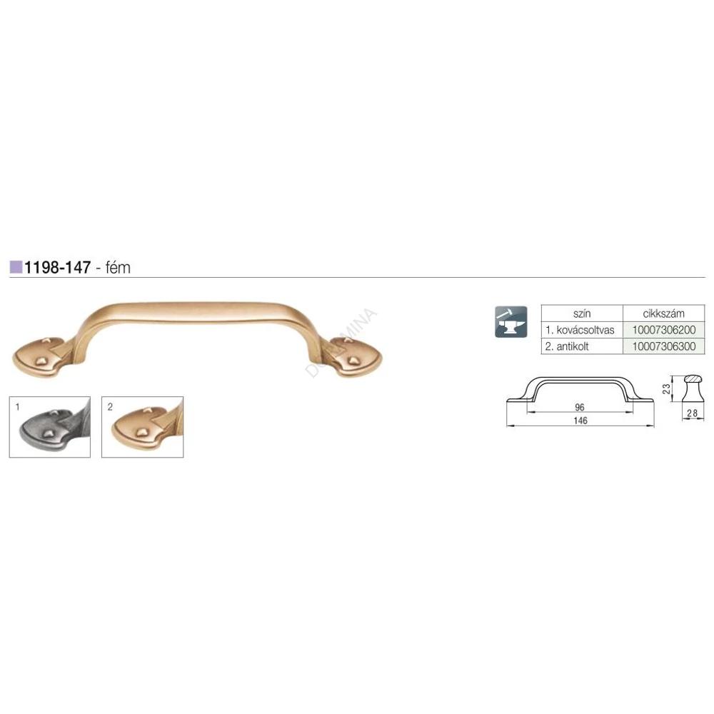 Kép 2/2 - BÚTORFOGANTYÚ 1198-147 96 KOVÁCSOLTVAS