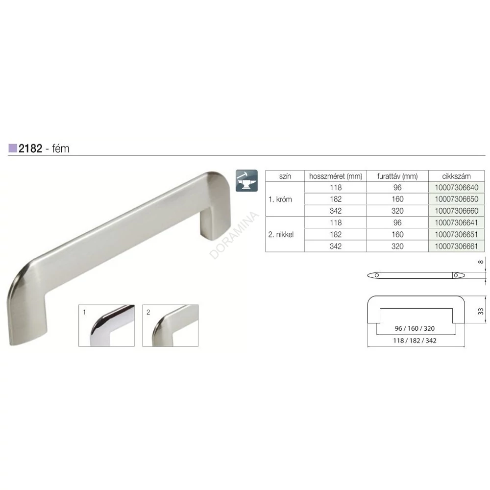 Kép 2/3 - BÚTORFOGANTYÚ 2182-182 ZN1 160 KRÓM