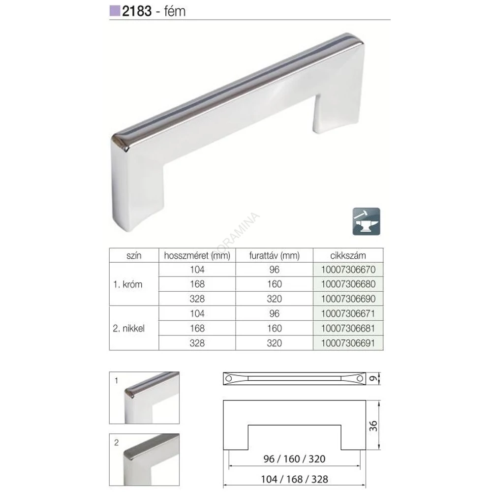 Kép 2/3 - BÚTORFOGANTYÚ 2183-104 ZN1 96 KRÓM