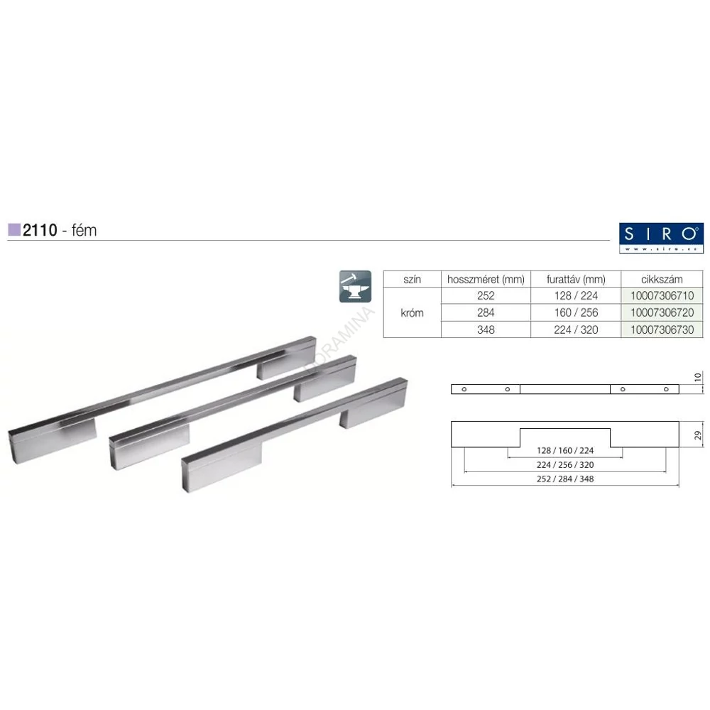 Kép 2/2 - BÚTORFOGANTYÚ 2110-284 ZN1 160/256 KRÓM