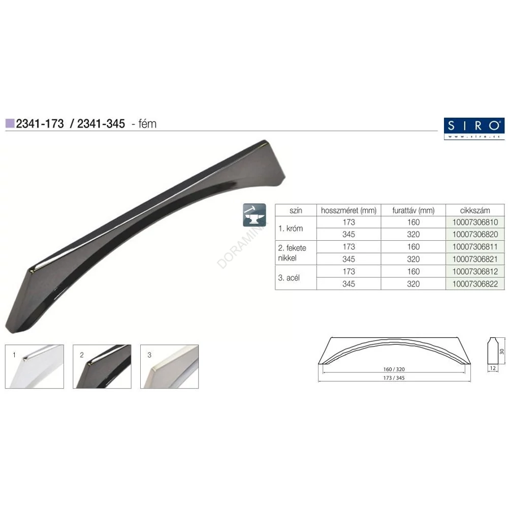 Kép 2/2 - BÚTORFOGANTYÚ 2341-345ZN16 320 FEKETE NIKKEL