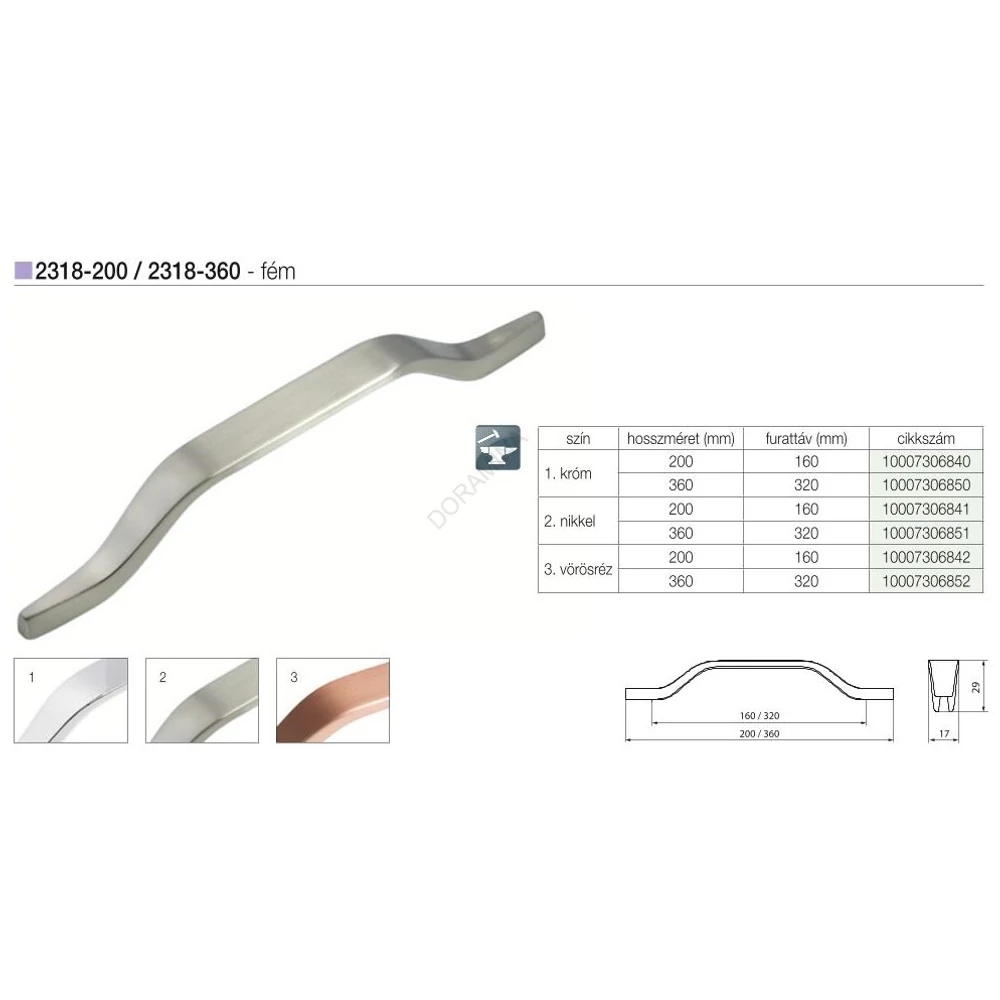 Kép 2/2 - BÚTORFOGANTYÚ 2318-200ZN1 160 KRÓM