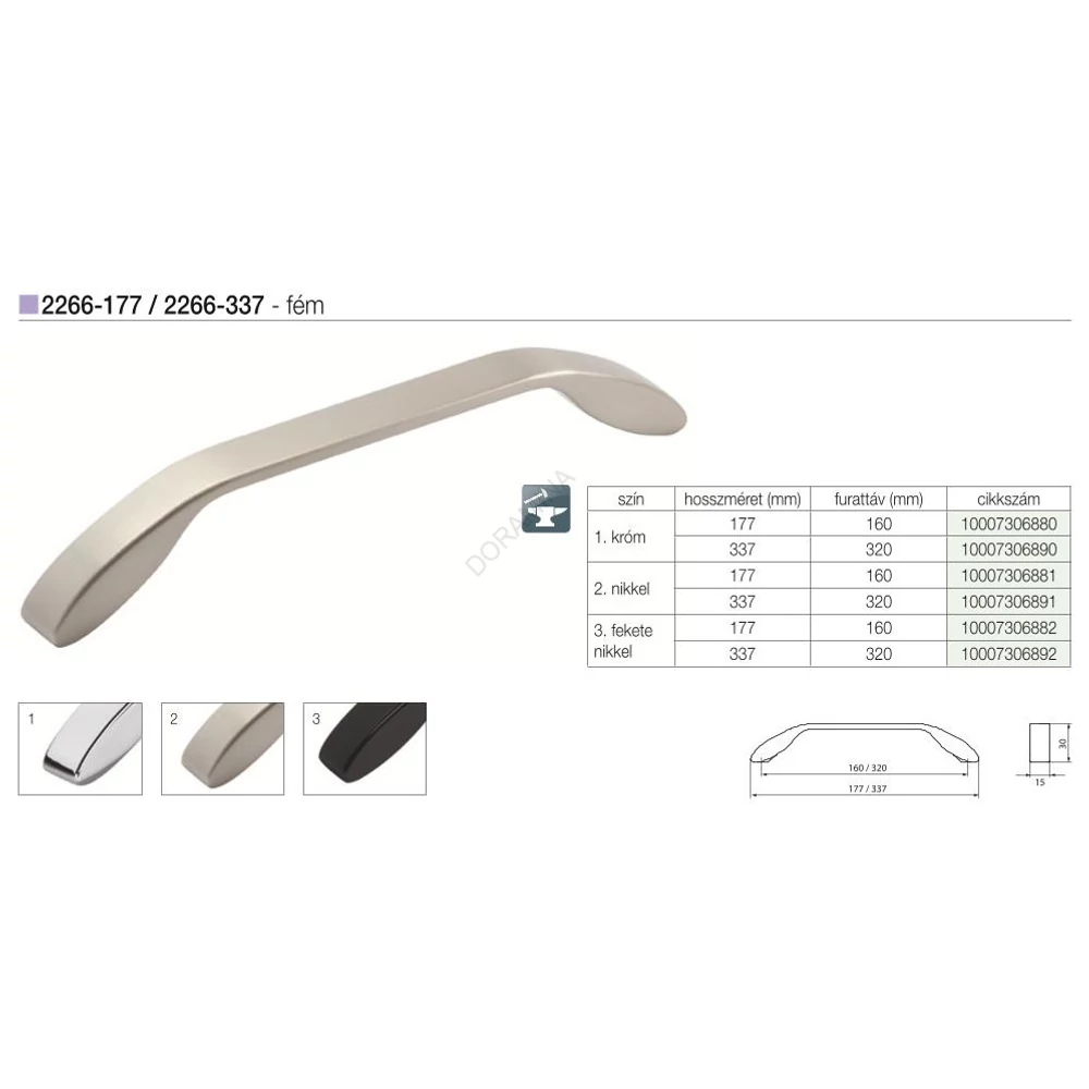 Kép 2/2 - BÚTORFOGANTYÚ 2266-337ZN21 320 NIKKEL