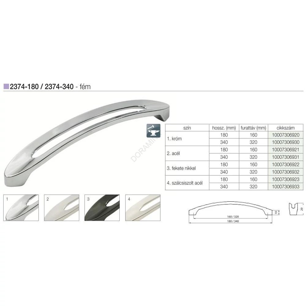Kép 2/2 - BÚTORFOGANTYÚ 2374-340ZN16 340 FEKETE NIKKEL