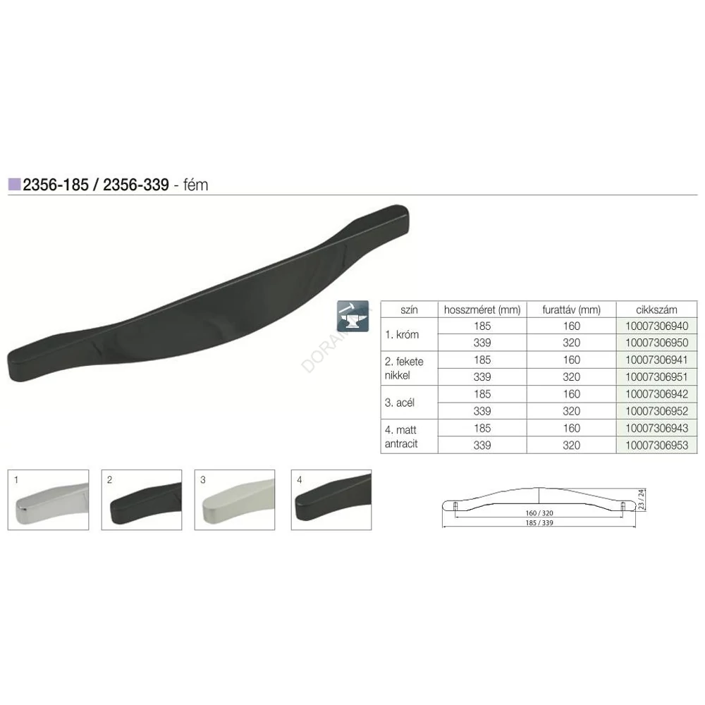 Kép 2/2 - BÚTORFOGANTYÚ 2356-185ZN68 160 MATT ANTRACIT