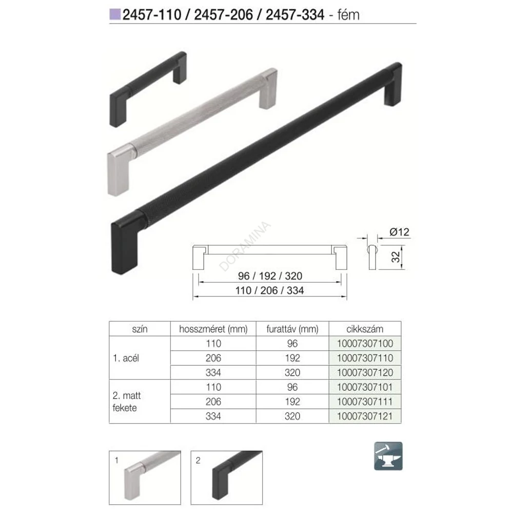 Kép 2/2 - BÚTORFOGANTYÚ 2457-206 ZN27ZN27 ACÉL