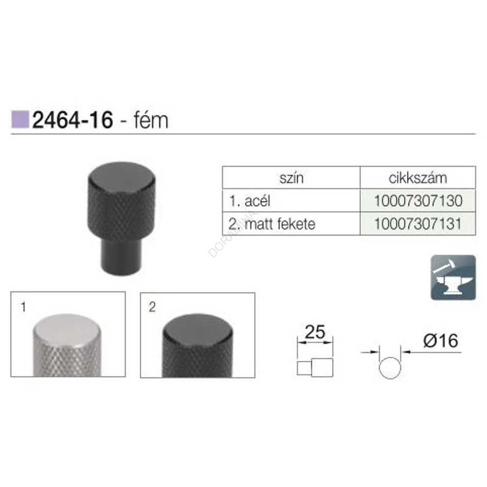Kép 2/2 - BÚTORFOGANTYÚ 2464-16 PB12 MATT FEKETE